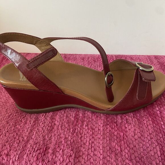 Dansko Arielle Leather Wedge Sandals Red Size EU 41/US 10.5-11 - Picture 9 of 13